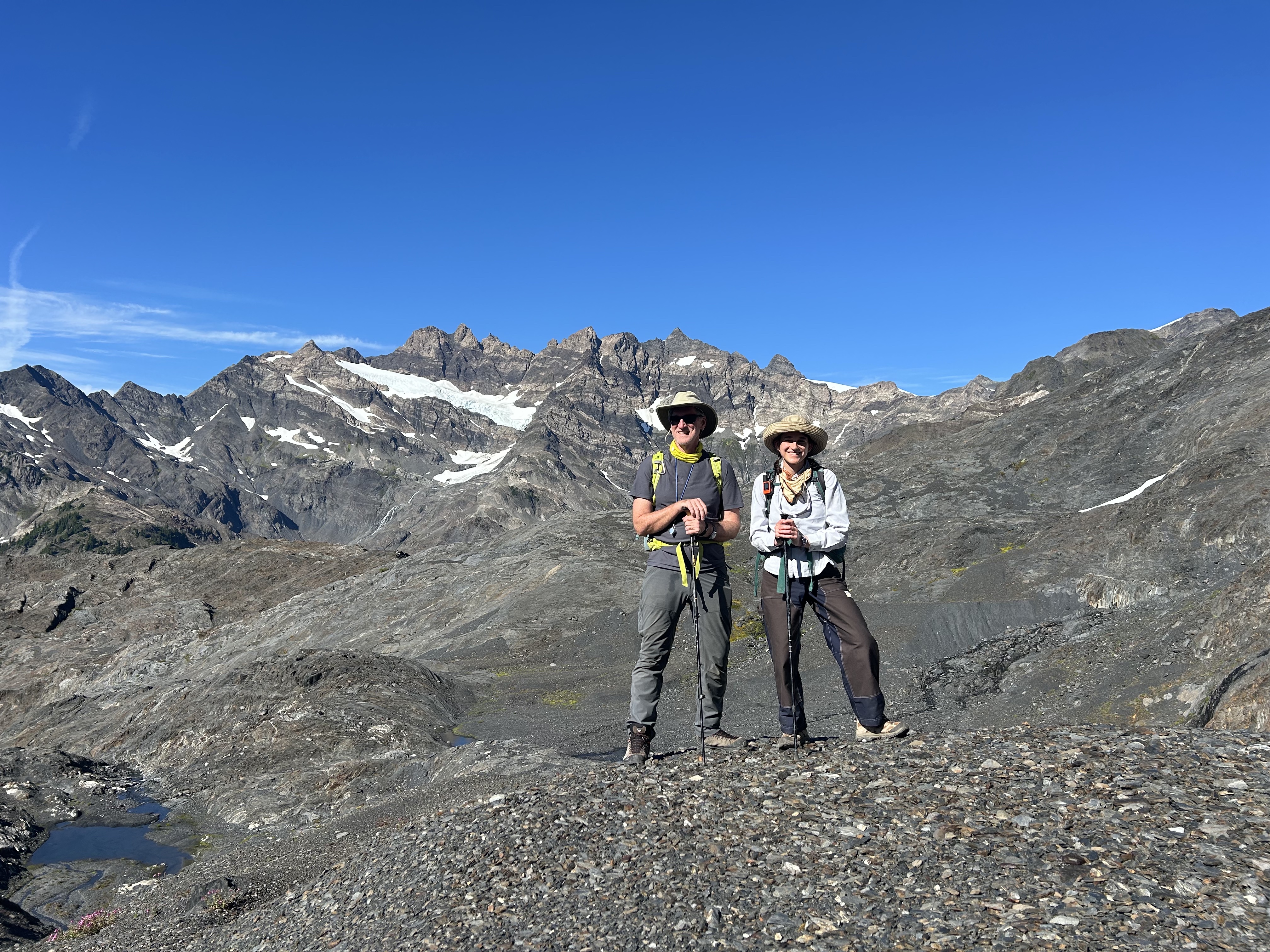 Harold Tobin and Anna Ledeczi with the south face of Mt. Tom and Mt. Olympus.