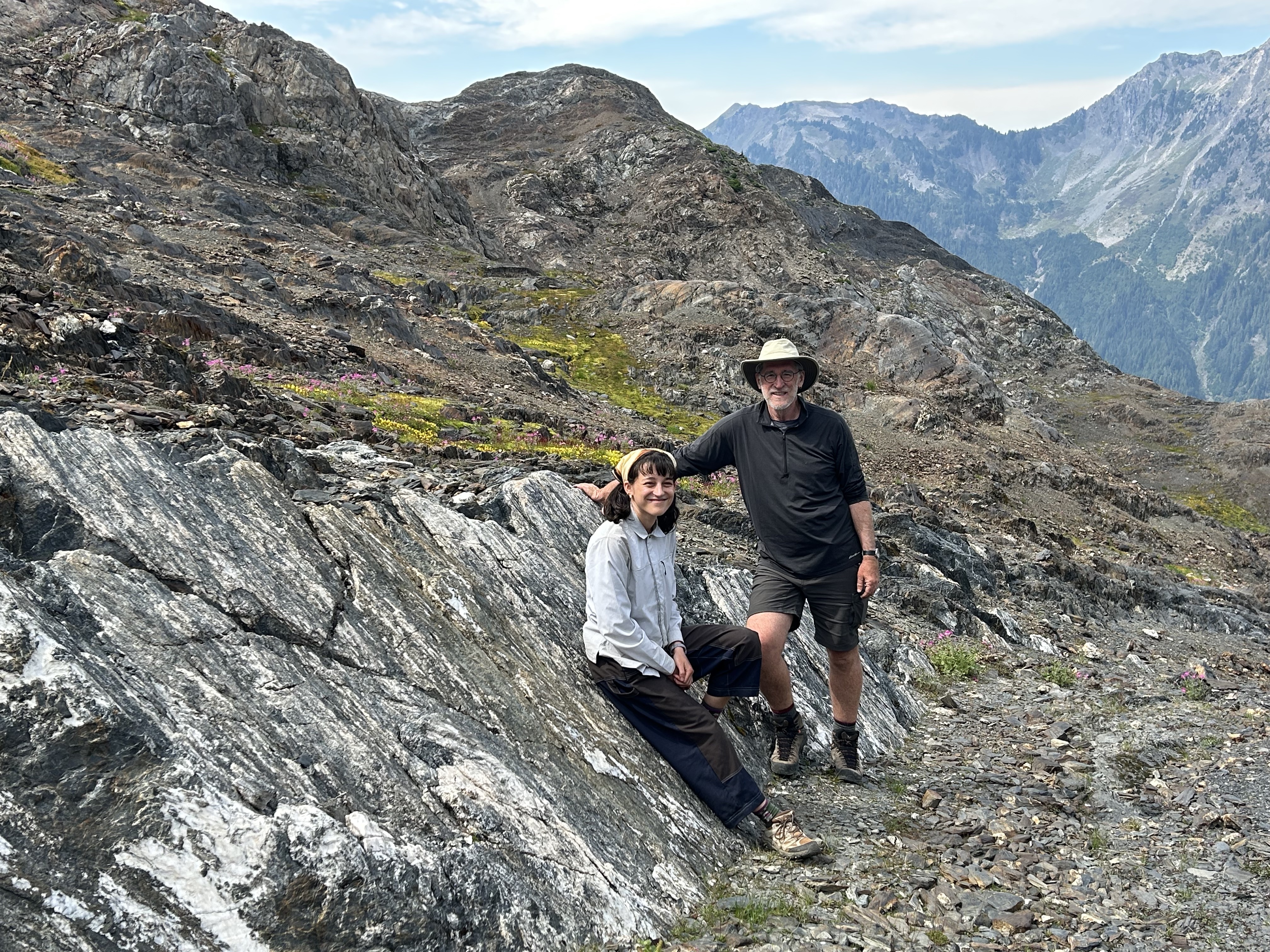 Sitting on a slickenfibered fault surface.